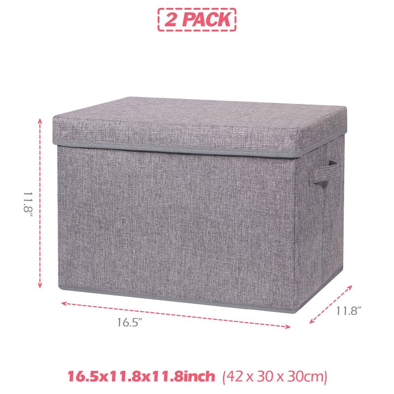 TENABORT 2 Pack Large Foldable Storage Box with Lids Fabric Storage Cube Organizer Cloth Containers Bins Baskets for Closet Clothes Clothing Bed Room - Image 2